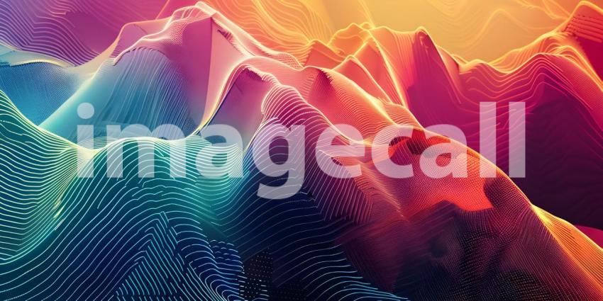 3d illustration of abstract background with dynamic waves, lines and particles - Ai Generated