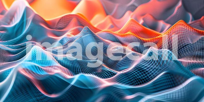 3d illustration of abstract background with dynamic waves, lines and particles - Ai Generated