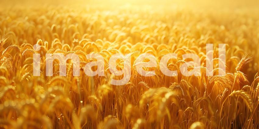 Wheat field and blue sky with clouds. Rich harvest Concept - Ai Generated