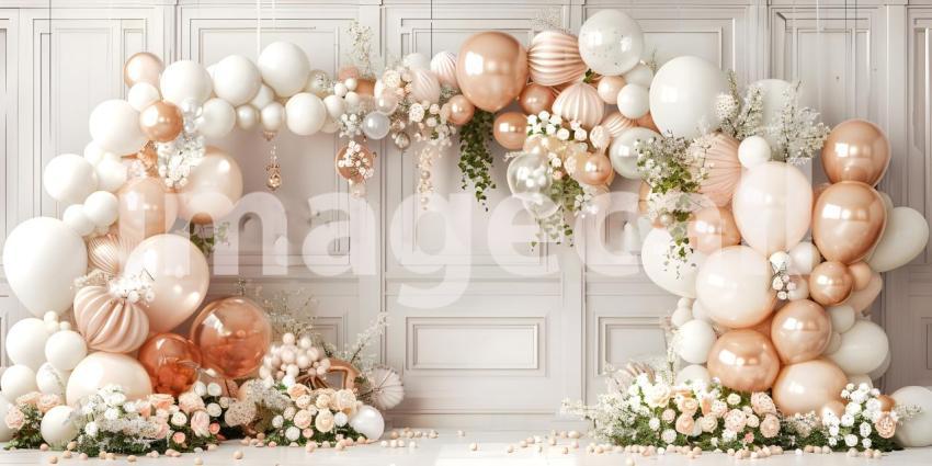 3d rendering of colorful balloons in front of the entrance to the building - Ai Generated