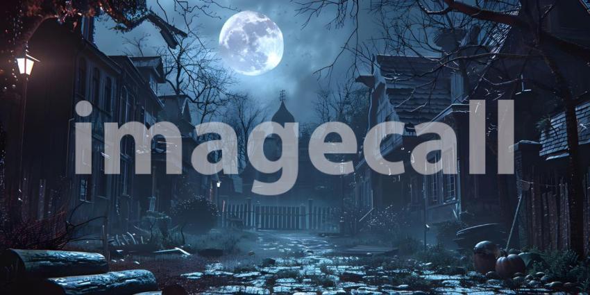 Halloween background with haunted house and full moon, Horror House - Ai Generated