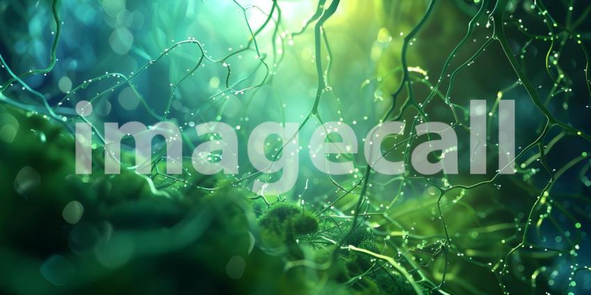 3d rendering of neuron cells in the brain. Medical science background - Ai Generated