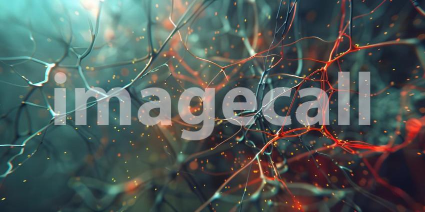 3d rendering of neuron cells in the brain. Medical science background - Ai Generated