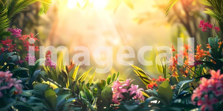 3D render of colorful leaves background with bokeh effect, Beautiful spring blossom - Ai Generated