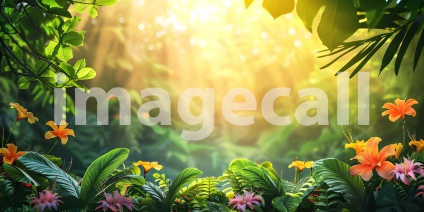 3D render of colorful leaves background with bokeh effect, Beautiful spring blossom - Ai Generated