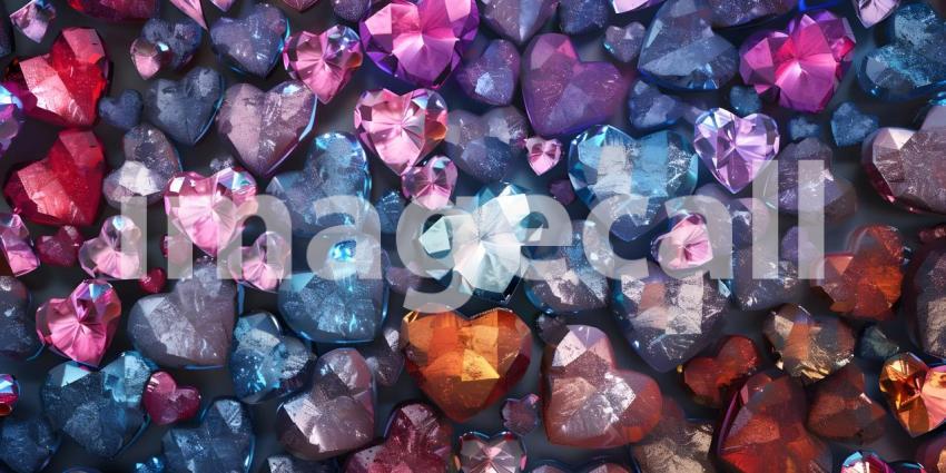 Colorful hearts on a white background, Valentine's Day background - Ai Generated