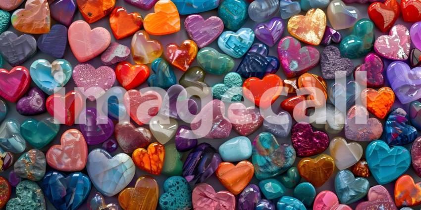 Colorful hearts on a white background, Valentine's Day background - Ai Generated
