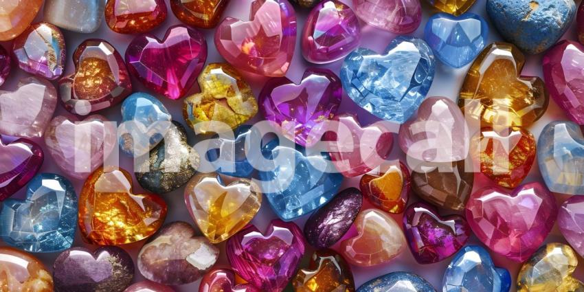 Colorful hearts on a white background, Valentine's Day background - Ai Generated