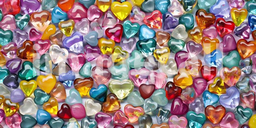 Colorful hearts on a white background, Valentine's Day background - Ai Generated