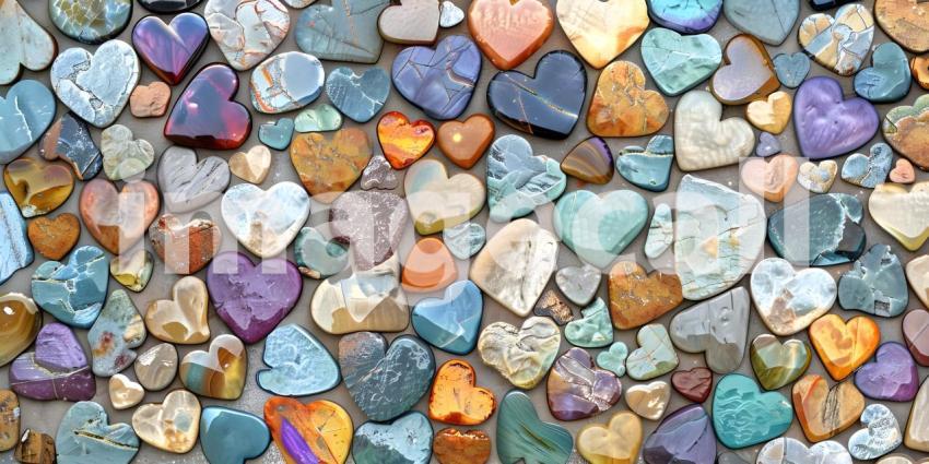 Colorful hearts on a white background, Valentine's Day background - Ai Generated