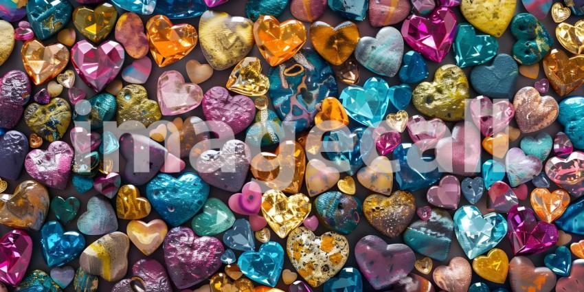 Colorful hearts on a white background, Valentine's Day background - Ai Generated