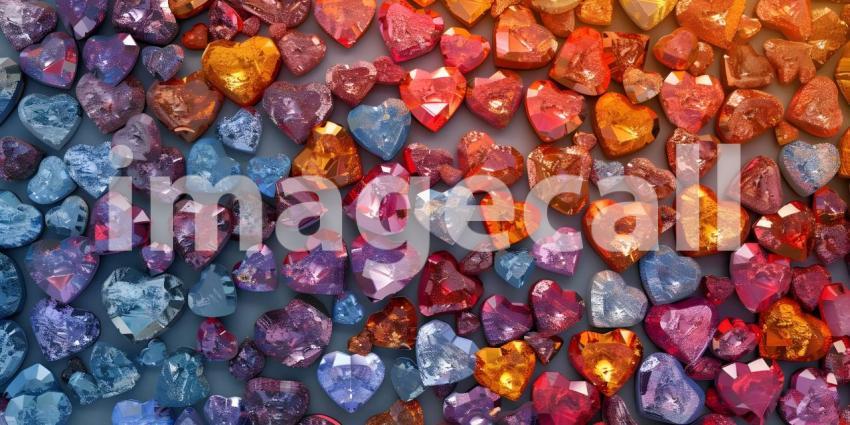 Colorful hearts on a white background, Valentine's Day background - Ai Generated