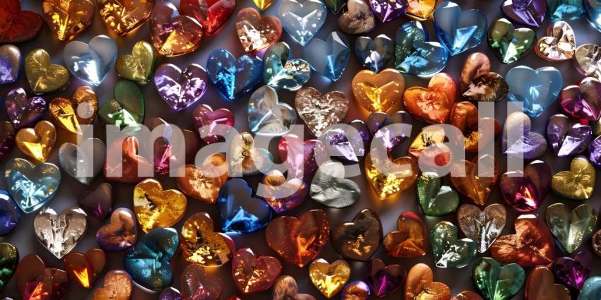 Colorful hearts on a white background, Valentine's Day background - Ai Generated