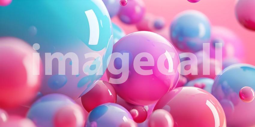 Abstract 3d rendering background with multicolored balls, Futuristic technology style - Ai Generated