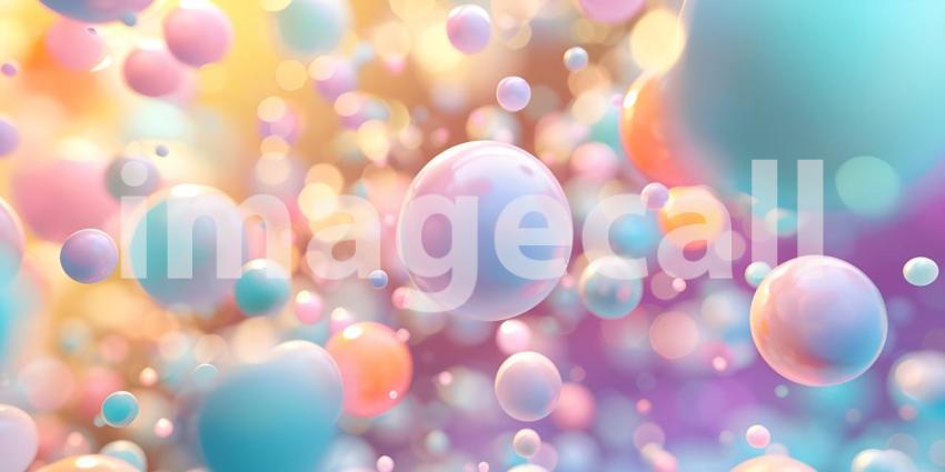 Abstract 3d rendering background with multicolored balls, Futuristic technology style - Ai Generated