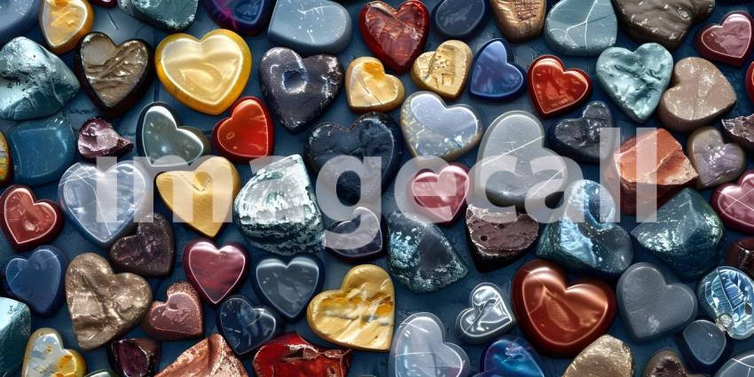 Colorful hearts on a white background, Valentine's Day background - Ai Generated