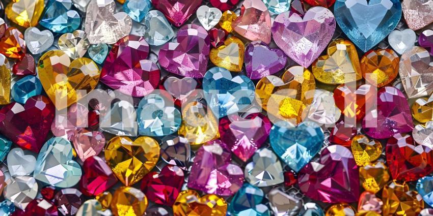 Colorful hearts on a white background, Valentine's Day background - Ai Generated