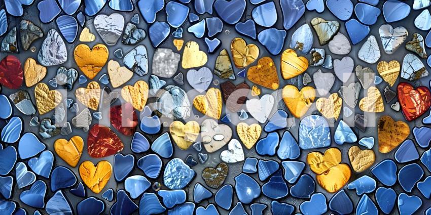 Colorful hearts on a white background, Valentine's Day background - Ai Generated