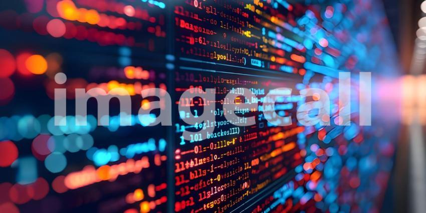 Abstract technology background with binary code, 3d rendering toned image - Ai Generated