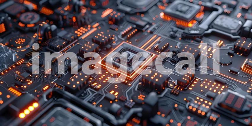 Abstract technology background with binary code, 3d rendering toned image - Ai Generated