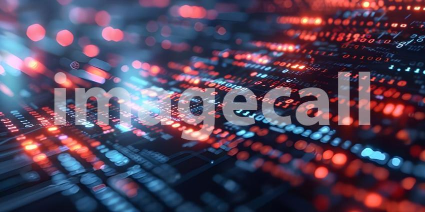 Abstract technology background with binary code, 3d rendering toned image - Ai Generated