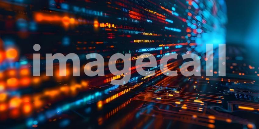 Abstract technology background with binary code, 3d rendering toned image - Ai Generated