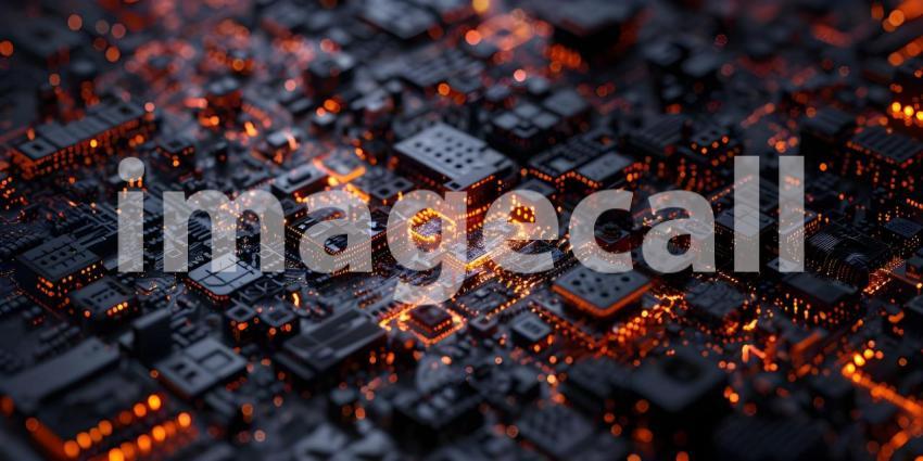 Abstract technology background with binary code, 3d rendering toned image - Ai Generated