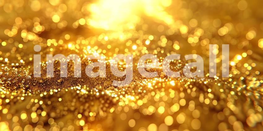 Gold background with water drops. Golden background with gold splashes - Ai Generated