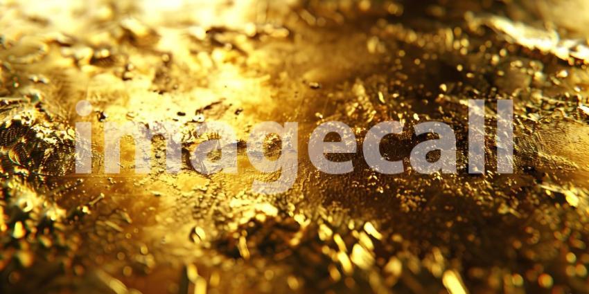 Gold background with water drops. Golden background with gold splashes - Ai Generated