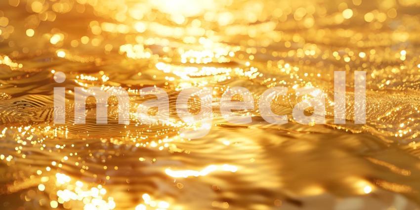 Gold background with water drops. Golden background with gold splashes - Ai Generated