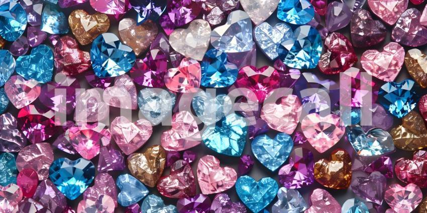 Colorful hearts on a white background, Valentine's Day background - Ai Generated