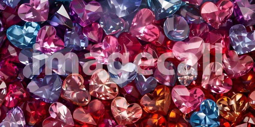 Colorful hearts on a white background, Valentine's Day background - Ai Generated