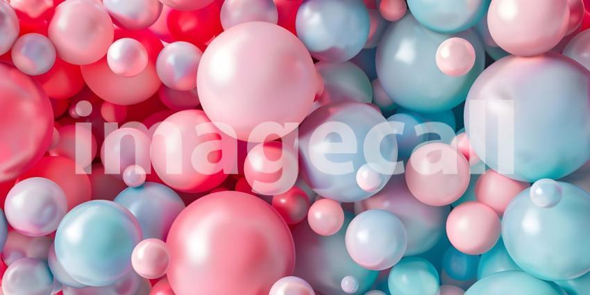 Abstract 3d rendering background with multicolored balls, Futuristic technology style - Ai Generated