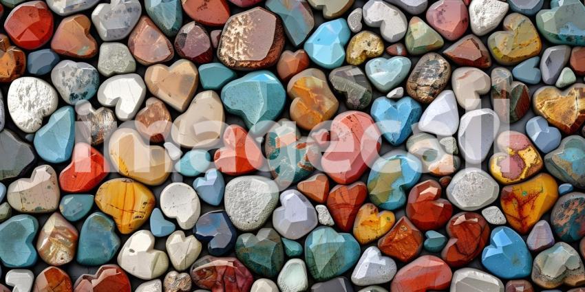 Colorful hearts on a white background, Valentine's Day background - Ai Generated