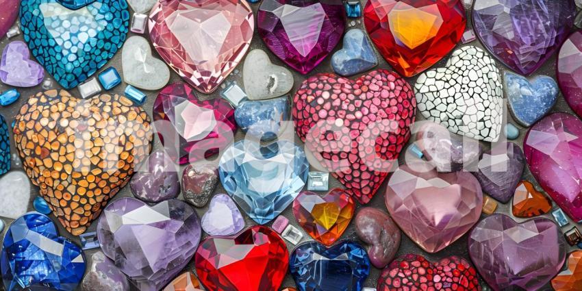 Colorful hearts on a white background, Valentine's Day background - Ai Generated