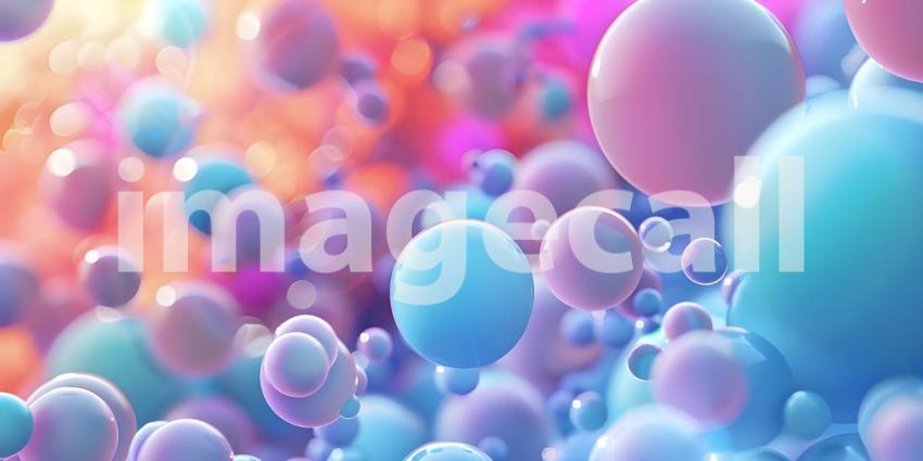 Abstract 3d rendering background with multicolored balls, Futuristic technology style - Ai Generated