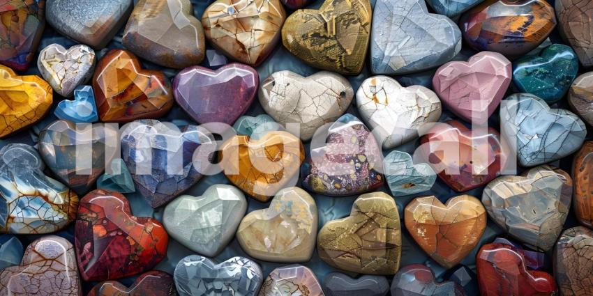 Colorful hearts on a white background, Valentine's Day background - Ai Generated