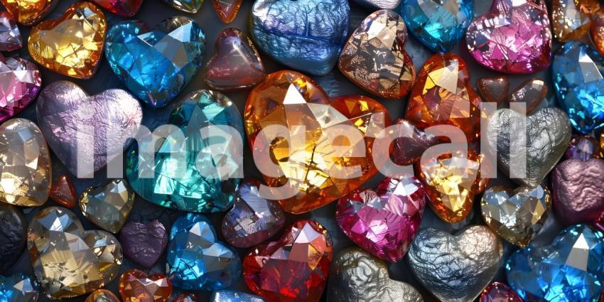 Colorful hearts on a white background, Valentine's Day background - Ai Generated