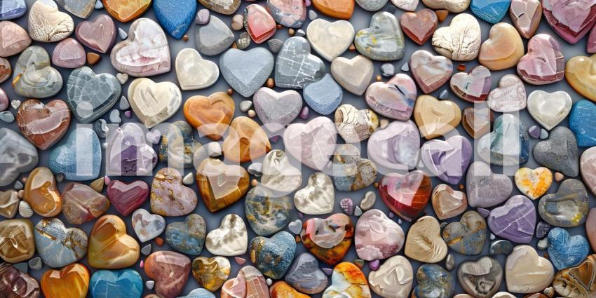 Colorful hearts on a white background, Valentine's Day background - Ai Generated