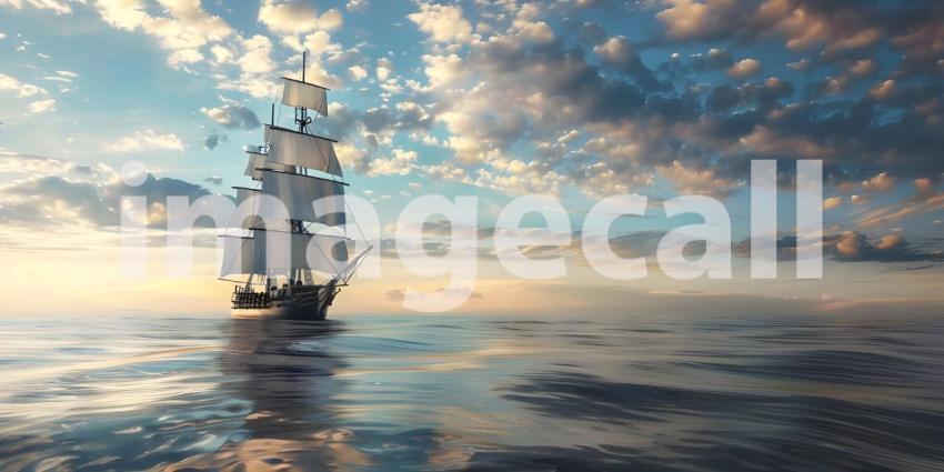 Cargo ship sailing in the sea at sunset. Large cargo ship sailing in the sea - Ai Generated