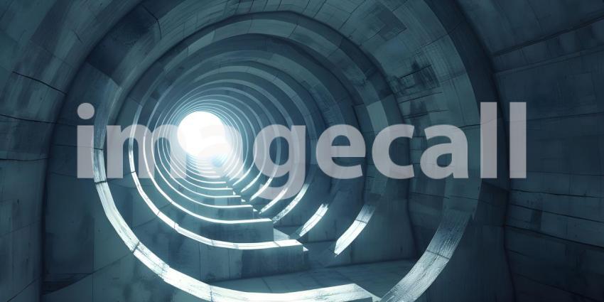 3d render of abstract tunnel with light coming through the end - Ai Generated