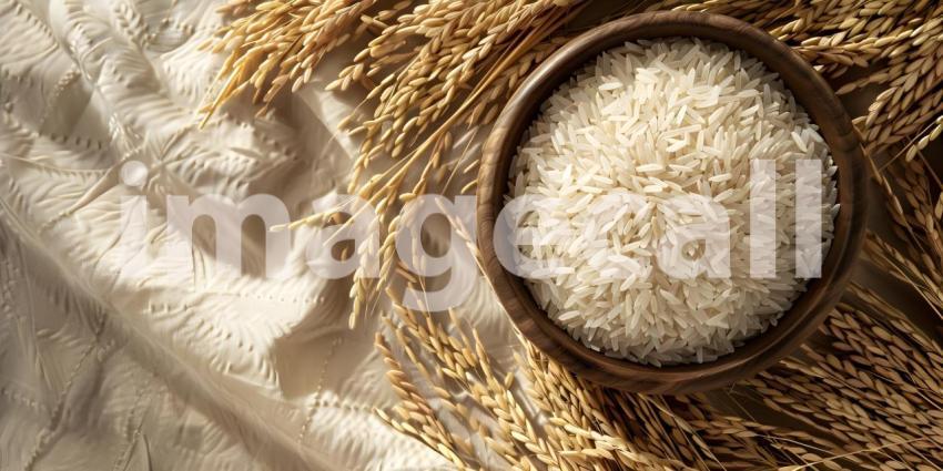 Rice grains background, Close up of rice grains background, Background of rice grains - Ai Generated