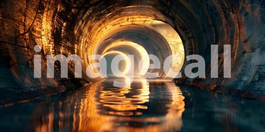 3d render of abstract tunnel with light coming through the end - Ai Generated