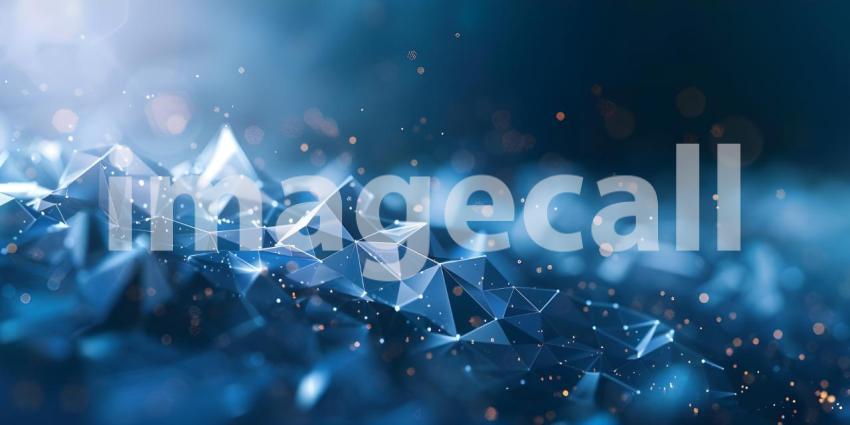 Abstract polygonal space low poly dark background with connecting dots and lines - Ai Generated