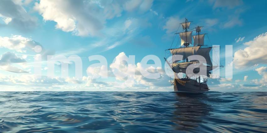 Cargo ship sailing in the sea at sunset. Large cargo ship sailing in the sea - Ai Generated