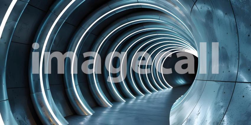 3d render of abstract tunnel with light coming through the end - Ai Generated