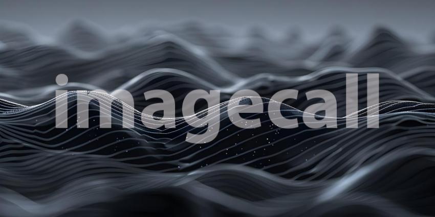 Abstract Digital Wave Pattern on Black Background, Dynamic Black Background, Futuristic Digital Wave Design - Ai Generated