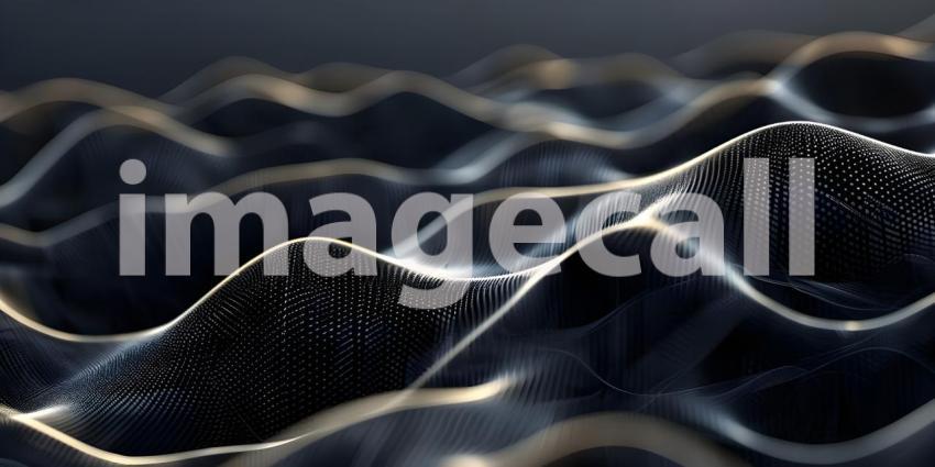 Abstract Digital Wave Pattern on Black Background, Dynamic Black Background, Futuristic Digital Wave Design - Ai Generated