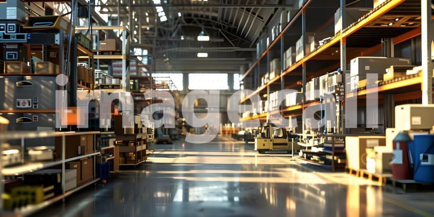 Warehouse with a high level of electronics background - Ai Generated