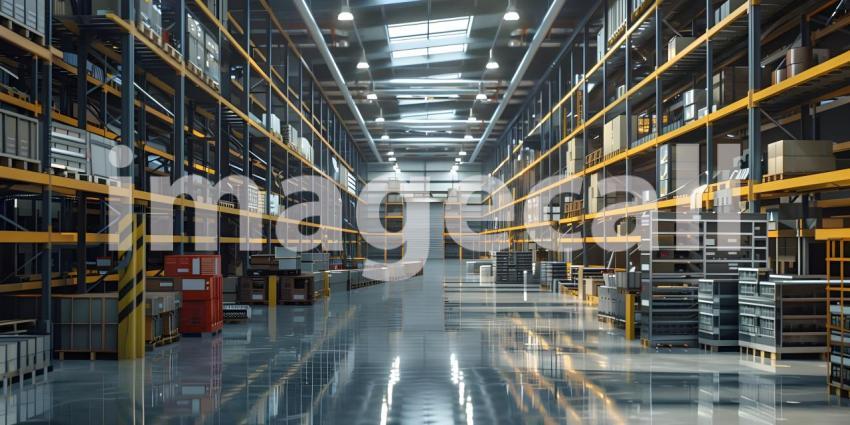 Warehouse with a high level of electronics background - Ai Generated